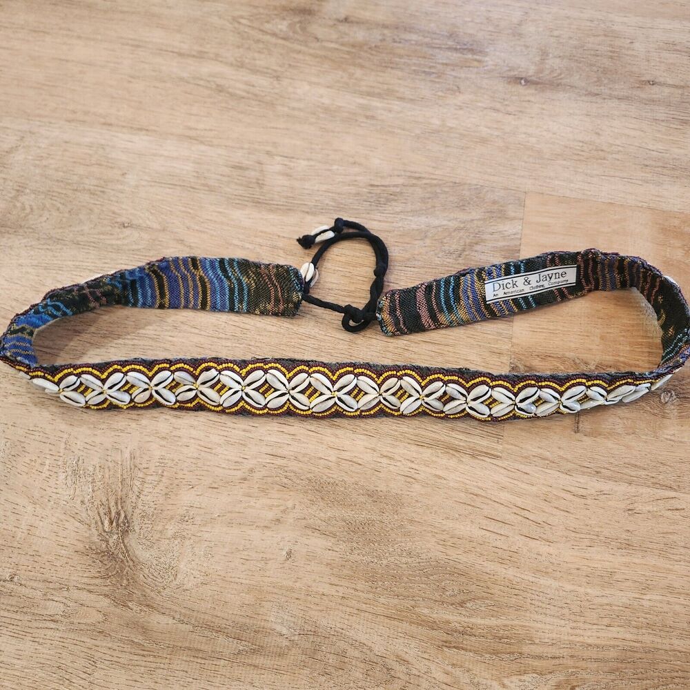 Vintage DICK & JAYNE Seashell Beaded Belt 36" Boho Ocean Hippie